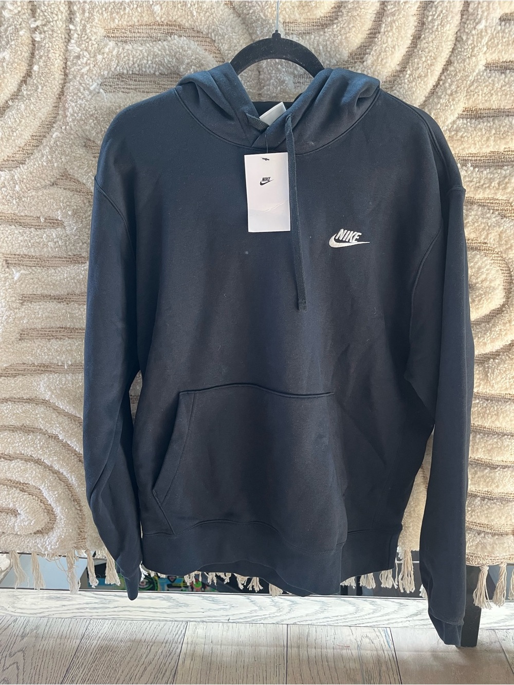 Nike Black Pullover Hoodie with White Swoosh